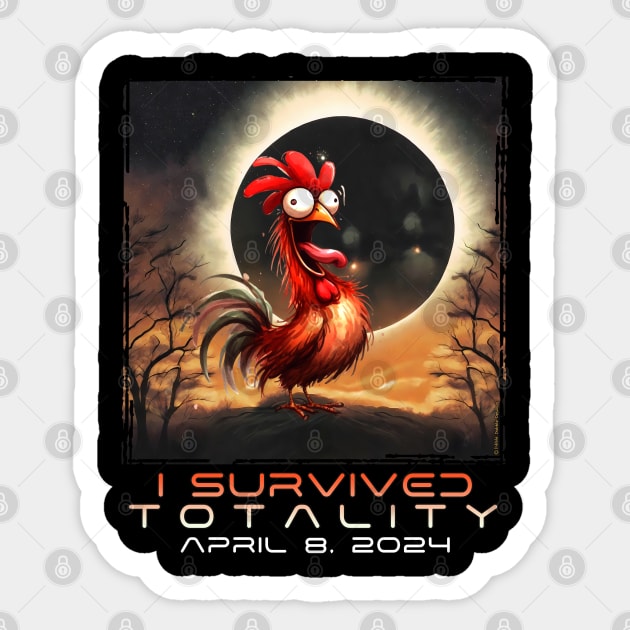 Funny Chicken I Survived the Solar Eclipse 2024 Sticker by Dibble Dabble Designs